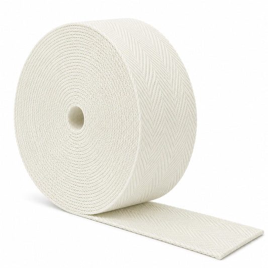 Mandala Crafts Off White Cotton Twill Tape Ribbon - 2 Inches Wide 50 Yards Herringbone Bias Tape for Sewing, Seam Binding, Ribbon Trim, and Natural Cotton Webbing