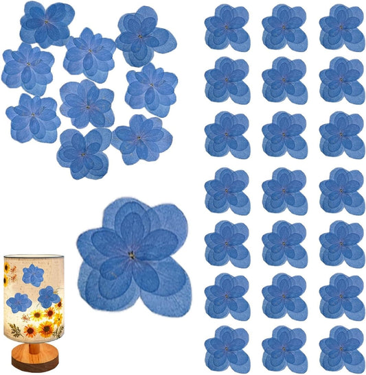 ALJ Blue Dried Flowers Double Hydrangea for Resin Crafts Embellishments, 60PCS Natural Pressed Flowers for Resin Jewelry DIY Phone Case Decor Candle Making Decoration