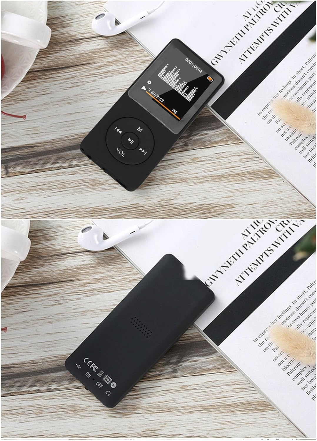 Diyeeni MP3 1.8in MP4 MP3 350mAh 64GB Bluetooth Player, Compact Music Player with Screen, Built in Speaker, Players