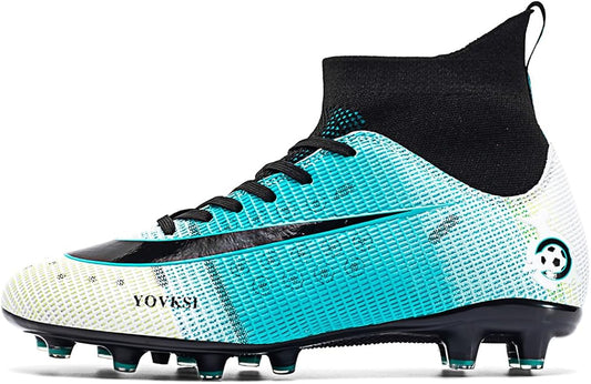 Men's High Tops Soccer Shoes,Lace-Up Athletic Football Cleats Lightweight Indoor/Outdoor TF AG Turf Training Soccer Cleats Sneaker