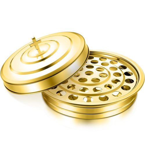 Jingmore Holy Communion Tray for Churches with Lid Communion Set Stainless Steel Cup Tray with Cover Church Supplies Not Cups Included(Gold Color)