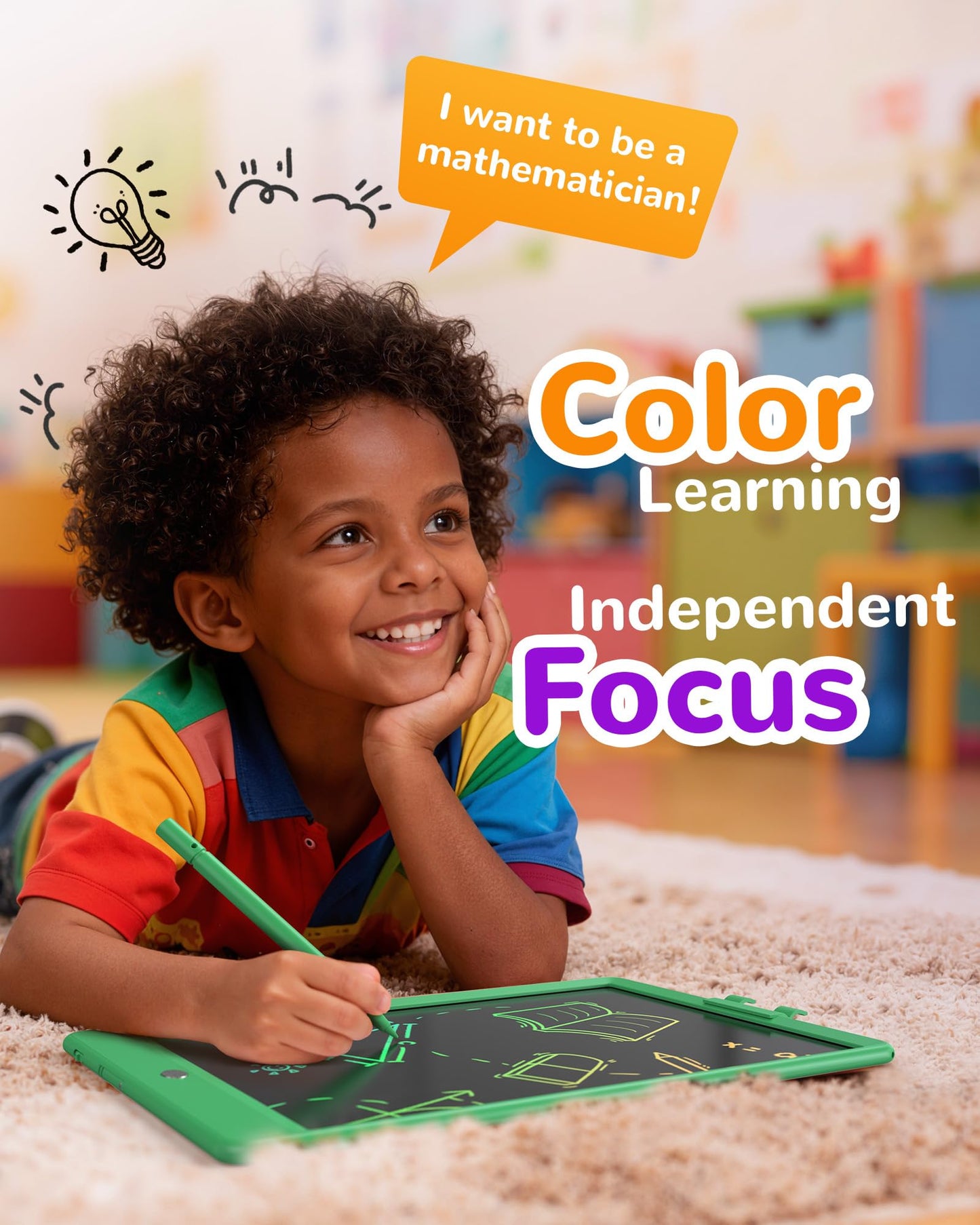 KOKODI LCD Writing Tablet, 10 Inch Colorful Toddler Doodle Board Drawing Tablet, Erasable Reusable Electronic Drawing Pads, Educational and Learning Toy for 3-6 Years Old Boy and Girls(Green)