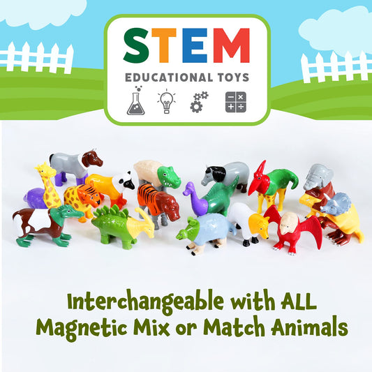 POPULAR PLAYTHINGS Magnetic Animals for Toddlers 1-3, Mix or Match Animal Toys, Set of 4 Gift for Kids - Farm Animals