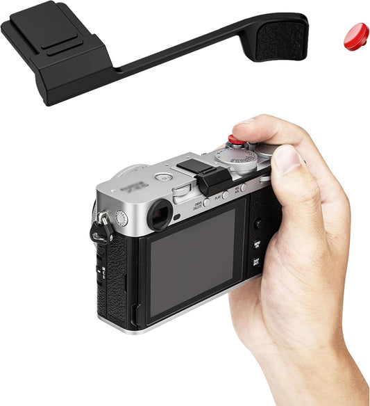X-E5 XE5 JJC Metal Thumb Grip & Shutter Release Button for Fuji Fujifilm Mirrorless Camera, Hot Shoe Cover Protector