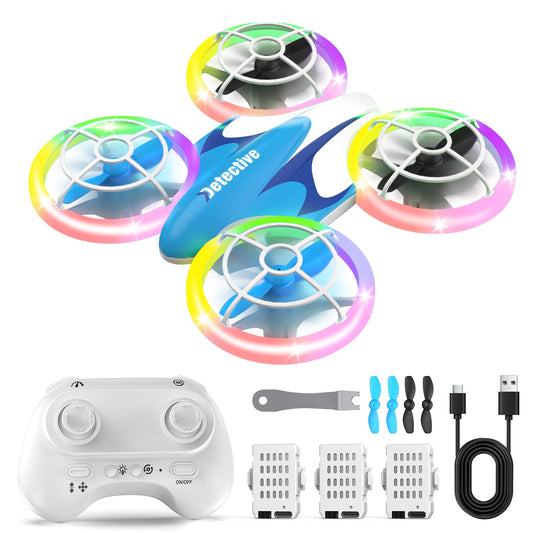 BlueFire Mini Drone for Kids Ages 6+, RC Drone with Fancy LED Light Show, 360° Flips, Altitude Hold, One-Key Take Off/Landing, 2 Speed Modes, Propeller Protection, Indoor Outdoor Toy Gift for Boys & Girls