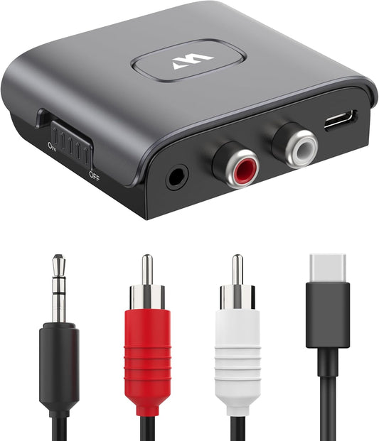 Warrky 3.5mm Bluetooth Audio Receiver for Home Stereo RCA and Audio Jack, Bluetooth Audio Adapter for Speakers, Work