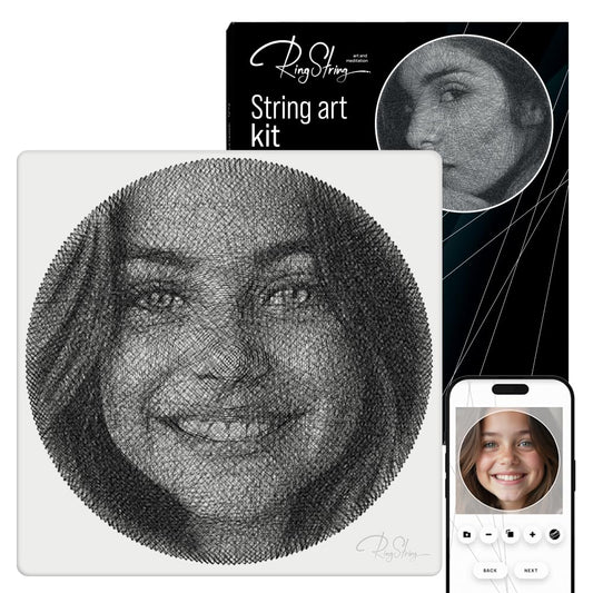 RINGSTRING Art Kit for String Art Creation from Any Photo - Custom Craft Kit for Adults - 3D DIY String Art Kit - Original Gift and Handmade Home Decor