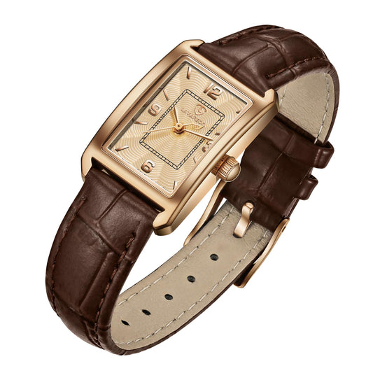 Timever Women's Leather Strap Watch Dainty Elegant Womens Watches Classic Vintage Retro Square Ladies Quartz Watches Gifts Present for Her