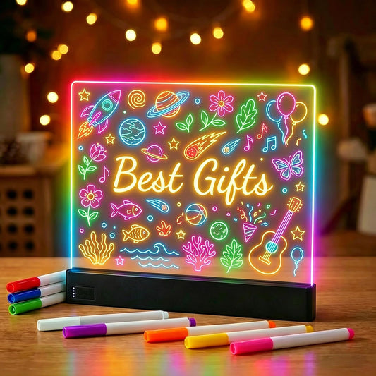 16 Inch LED Note Board with 8 Dry Erase Markers for Kids Toys, Glow Drawing Board with 7 Colors for 5-12 Year Old Girl Gifts, 13"x10" Rechargeable Light Up Writing Pad, Lumiboard Doodle Tablet