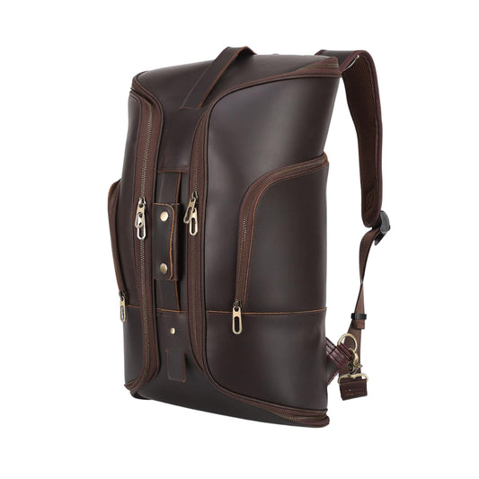 Alex Keith Full Grain Leather Weekender Bag for Men – Convertible Duffel Backpack, Carry-On Overnight Travel Bag - Vintage Dark Brown