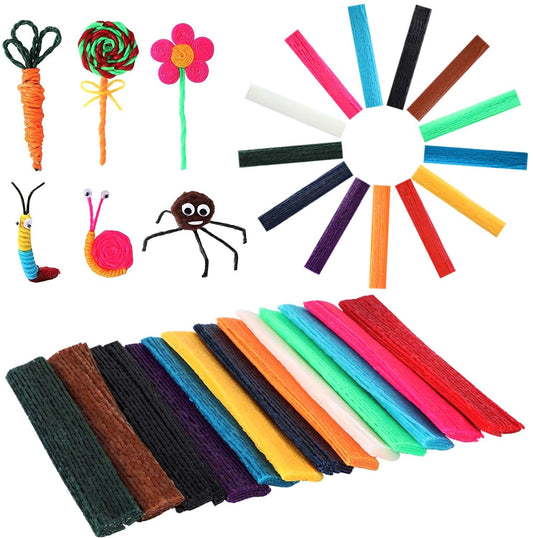 UPINS 1000PCS Wax Craft Sticks Bendable Sticky Wax Yarn Sticks in 13 Colors with Blue Storage Bag for Kids DIY Art Supplies