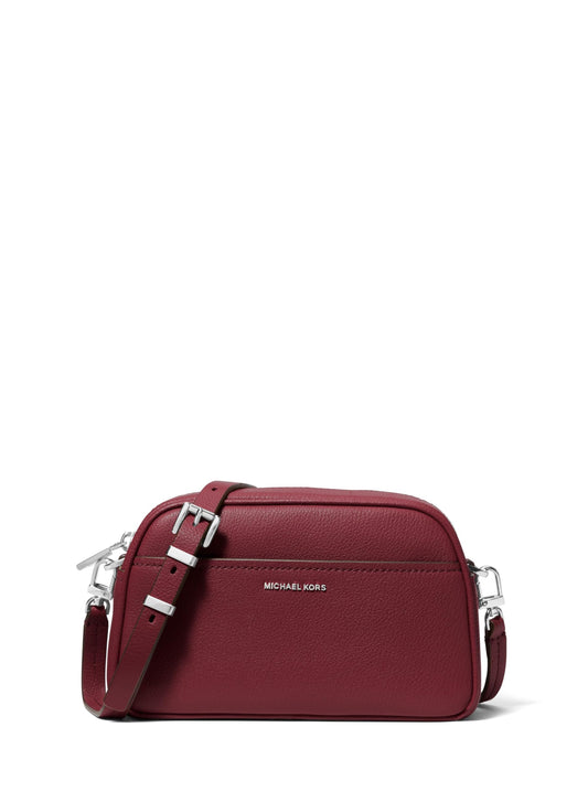 Michael Kors Jet Set Small Camera Crossbody Bag, Silver-Tone Hardware/Embossed Goat Leather/Oxblood