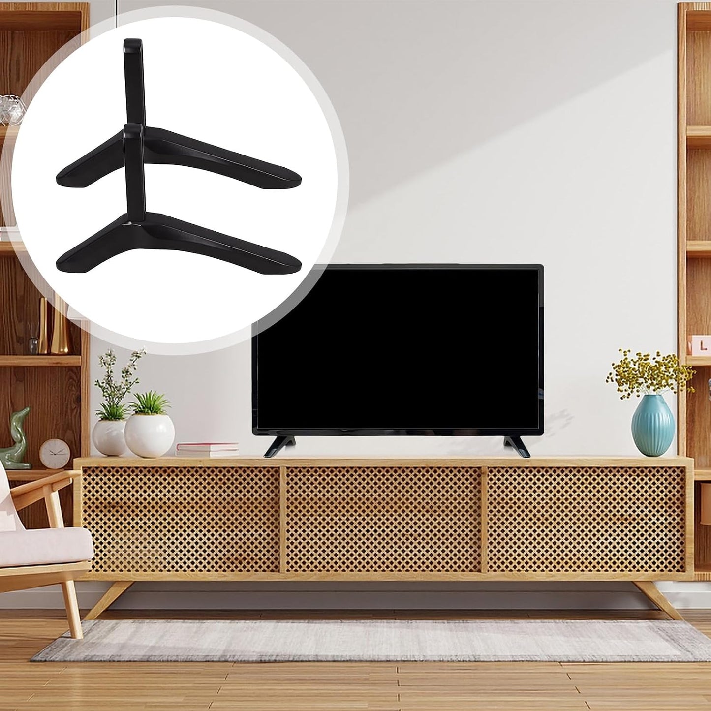 KOMBIUDA TV Tabletop Stand with Screws - Universal Support for Flat Screen TVs