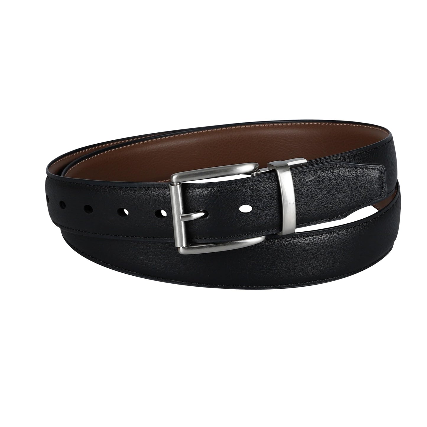 Dockers Men's Reversible Casual Belt with Comfort Stretch-cognac/black, Medium
