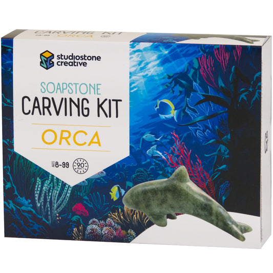 STUDIOSTONE CREATIVE DIY Arts & Crafts Carving Kit Kids Adults Orca Sculpture Soapstone