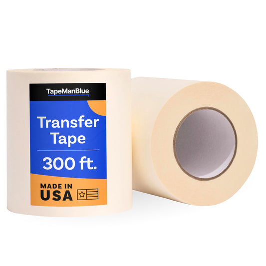 TapeManBlue 6" x 300' Roll of Paper Transfer Tape for Vinyl, Made in America, Premium-Grade Transfer Paper for Vinyl with Layflat Adhesive for Crafts, Decals, and Letters