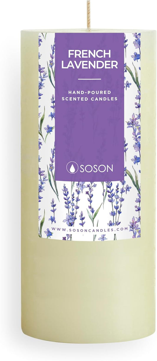 Simply Soson Lavender Scented Candle - 1 Piece 3x6 Ivory Pillar - Aromatherapy Gift for Home and Women