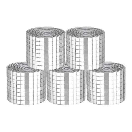 HARFINGTON 8000 Pcs Mirror Mosaic Tiles 5 x 5 mm Square Glass Self-Adhesive Disco Ball Mirror Tiles Sticker for DIY Craft Decoration Art Collage Card Making, Silver