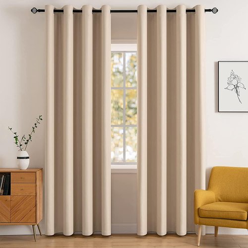 MIULEE Blackout Curtains - Thermal Insulated Room Darkening Drapes | 52 x 84 Inch Beige, 2 Panels Set
