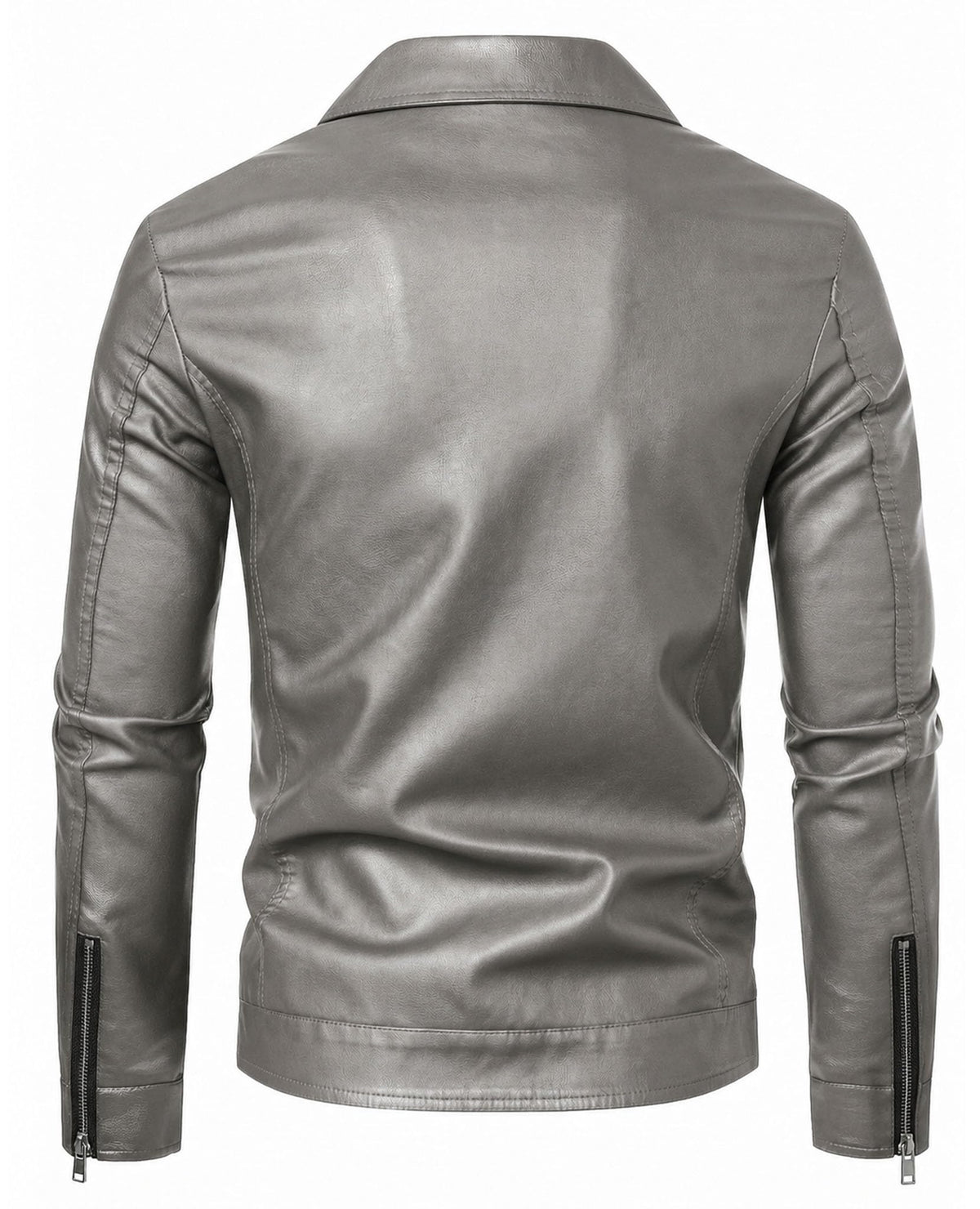 Grey Leather Jackets Men Faux Leather Motorcycle Jacket Biker Coat XXL