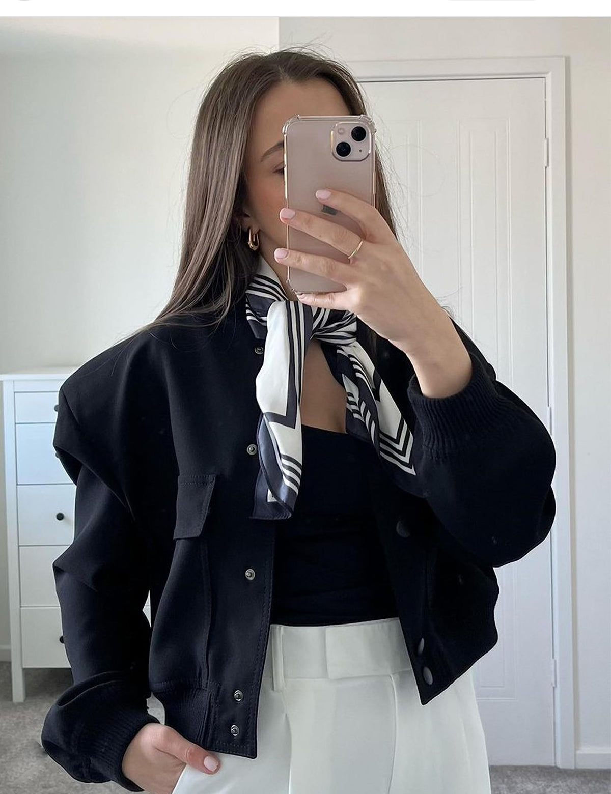 Megfie Womens Cropped Bomber Jacket Button Down Varsity Jackets Shackets With Pockets (0394-Black-XL)