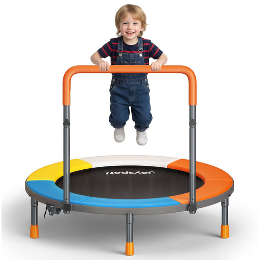 3FT Foldable Trampoline for Kids - 36” Mini Small Trampoline with Handle Bar, Indoor Outdoor Fun, Height-Adjustable, Max Load 100LBS, Perfect Toddler Baby Jumping Mat for Fitness & Recreation