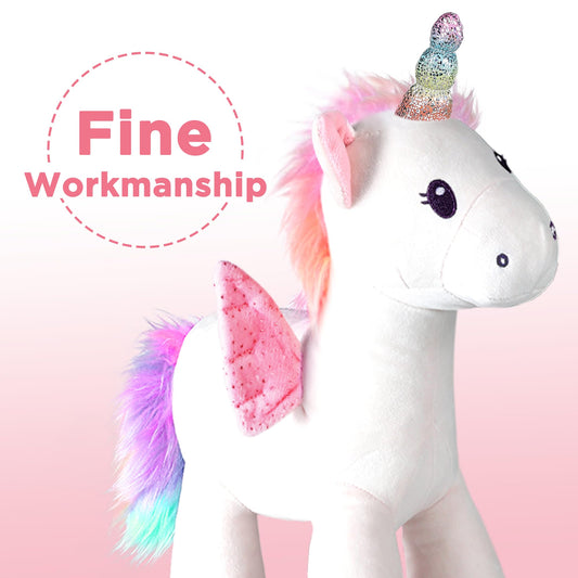 iPlay, iLearn Plush Magic Unicorn Toy W/Remote Control Fairy Magical Wand, Girl Music Unicorn Stuffed Animal W/LED Light Sound, Interactive Birthday Gift 18 24 Month Baby Toddler 2 3 4 5 6 7 Year Kid