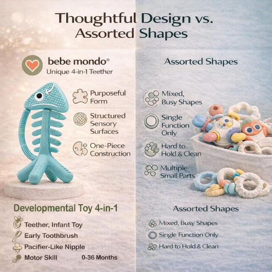 3 in 1 Infant Toys, Baby Teething Toys 3–6 6–12 Months, Teethers for Babies 0–3–6–12 Months for Teething Relief, Baby Gift, Baby Teether Toys, Silicone Sensory Toys,USA Patent Pending, Fish Turquoise