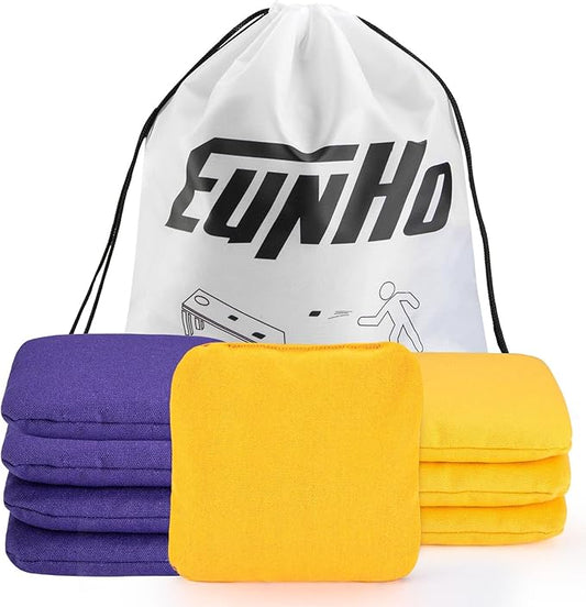 EunHo Cornhole Bags Set of 8 Regulation Size & Weight Corn Hole Bean Bags Official Professional All Weather for Tossing Game with Carry Case