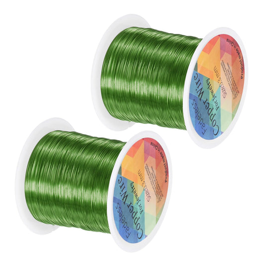 M METERXITY 2-Rolls 0.3mm Jewelry Wire, 28 Gauge 328FT Craft Wire Copper Beading Wire for Jewelry Making/Planting/Weaving/DIY Crafting, Soft Metal Wires [100M, Green]