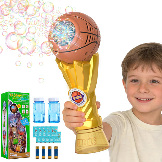 Basketball Trophy Bubble Wand,Basketball World Cup Bubble Machine for Kids,Light Up Bubble Maker,Bubble Blower,Outdoor Party Birthday Bubbles Toy for Toddlers,Gifts for Boys Age 3-8 Years Old.