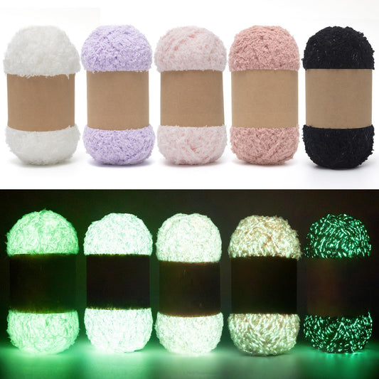 Coral Velvet Yarn for Crocheting, SunBling Glow-in-The-Dark Yarn 5 Pack of 245 Yards/8.8Oz Polyester Yarns for Knitting, Light#3 Fluffy for Beginners Craft Lovers, Women Christmas Gifts (Multicolor)