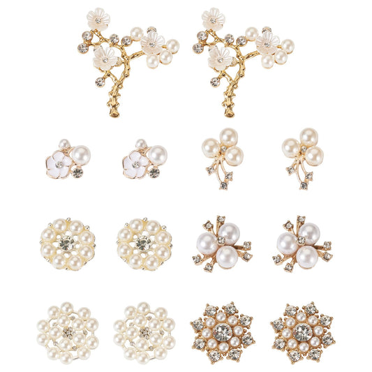 Craftdady 21 PCS Faux Pearl Rhinestone Flower Buttons Pearl Rhinestone Buttons Alloy Floral Embellishments Brooch for Crafts Jewelry Making DIY Wedding Decorations Clothes Bags Shoes Supplies