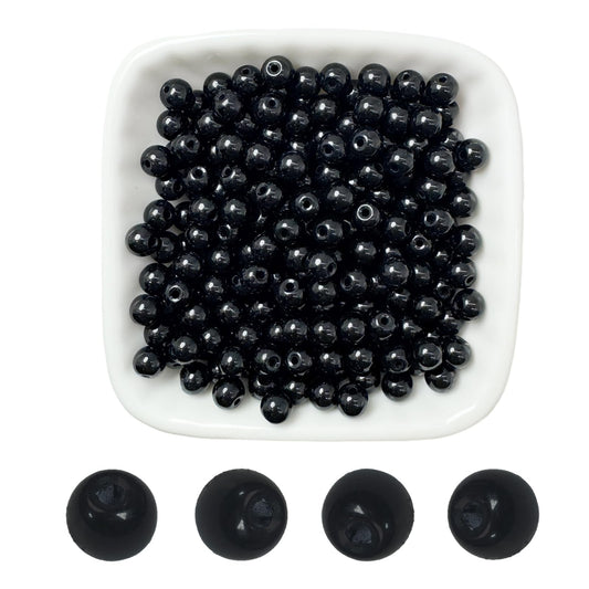 AEVORA 6mm Round Glass Beads for Jewelry Making, 900Pcs Glass Seed Beads for Bracelets, DIY Crafts (Black)
