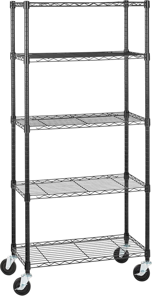 Wheels, 300 lbs Per Shelf, Black, 30" x 14" x 64.75