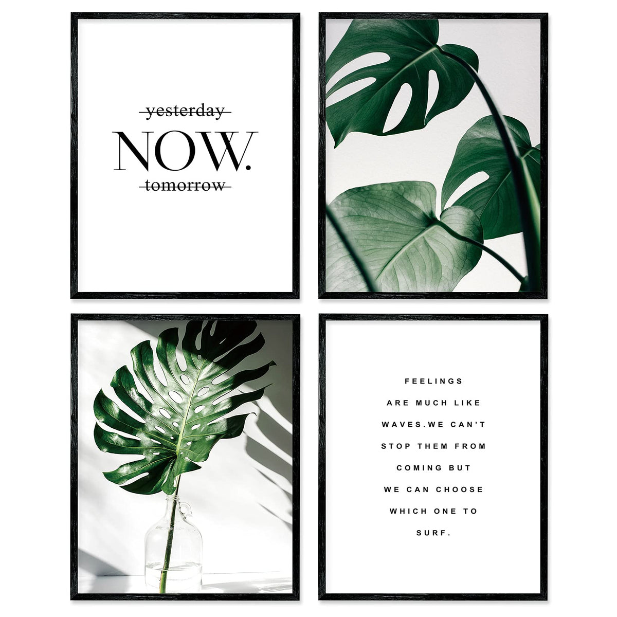 Botanical Prints Poster Wall Decor, Motivational Wall Art Prints Poster, 11x14 Canvas Prints Unframed Set of 4, Plant Posters Aesthetic for Bedroom