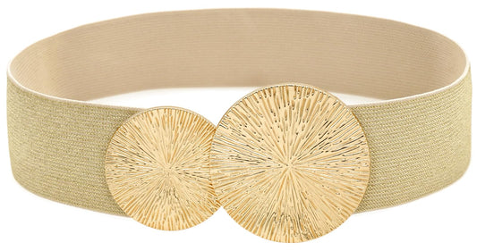 BAOKELAN Women Wide Stretchy Waist Belts Elastic Cinch Belt for Dresses Bling Beige Gold 65CM