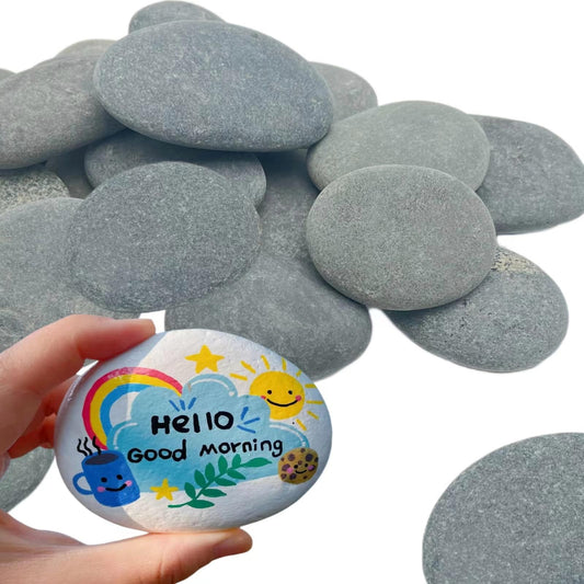 CYLHCM 24 PCS Rocks for Painting, 3"-4" Flat DIY Painting Rocks, Large Smooth Rocks for Crafts, Arts,Decoration, Kindness Rocks Hand Picked for Painting