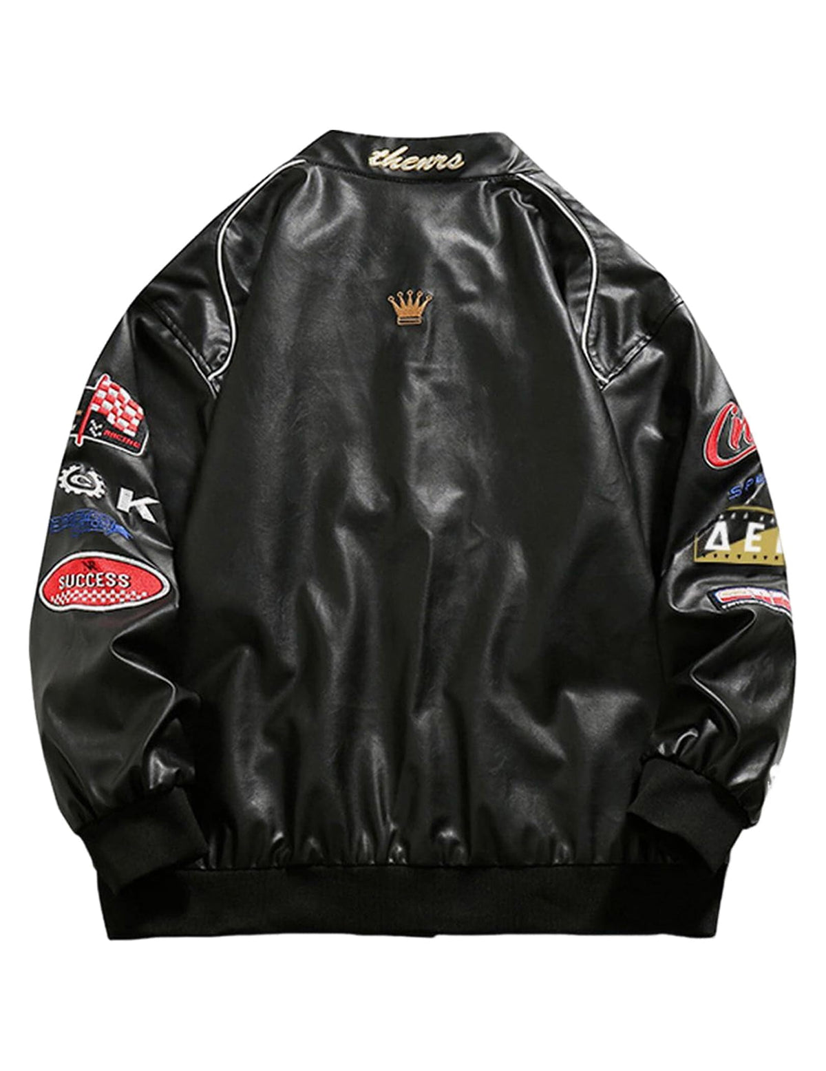 Aelfric Eden Faux Leather Jacket Oversized Racing Motorcycle Jackets Moto Coats Unisex Trendy Streetwear Jacket