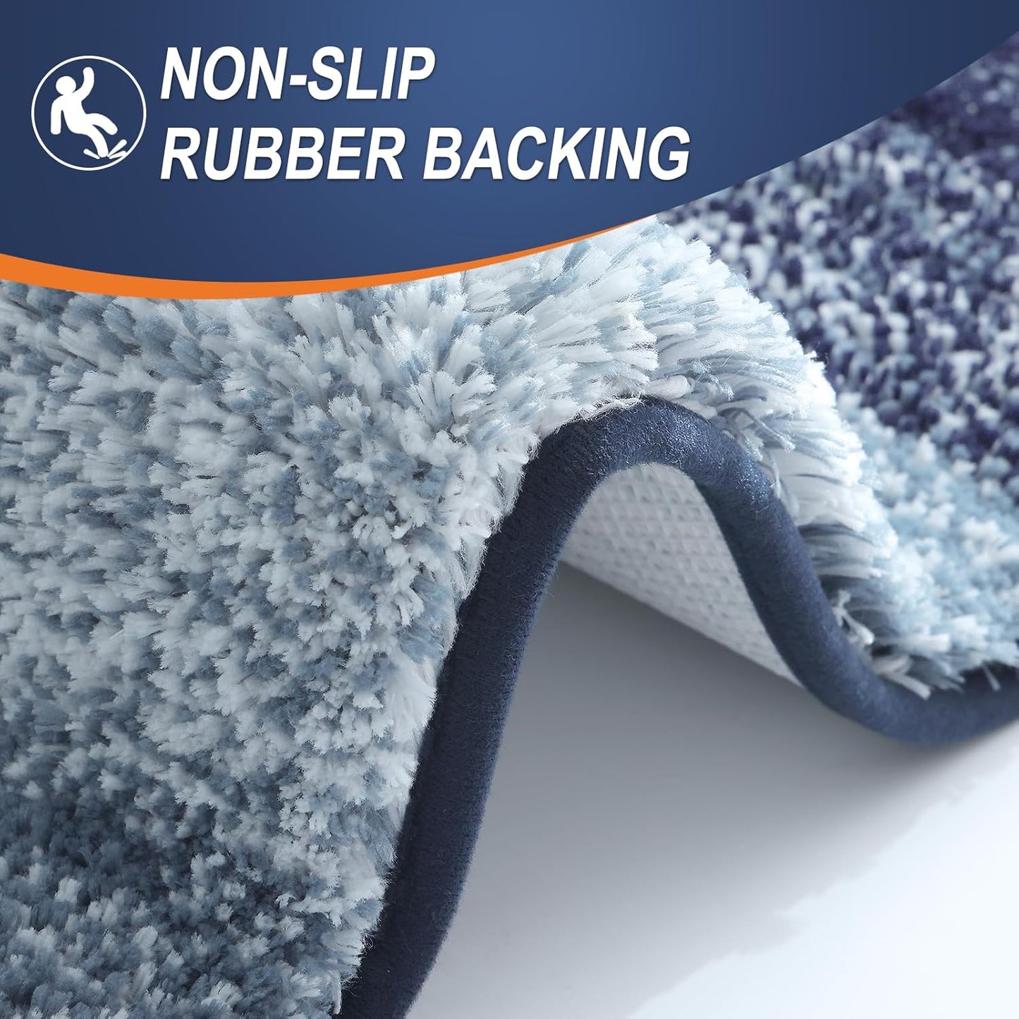 OLANLY Large Bathroom Rugs - Extra Soft Microfiber Mat 45x27 | Quick Dry, Washable, Rubber Backing - Airy Blue
