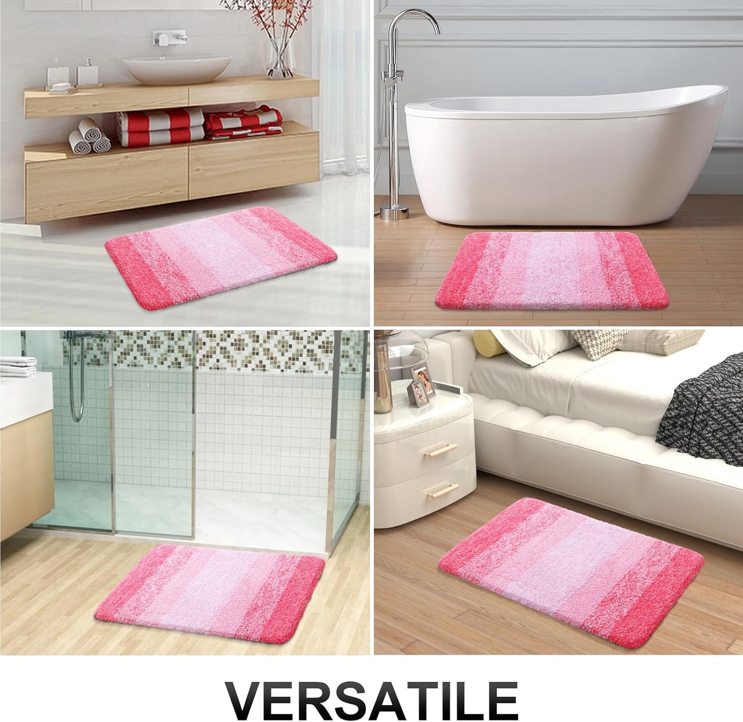 OLANLY Bathroom Rug Mat - Extra Soft Microfiber Non-Slip Bath Carpet | 24x16 Inches, Pink