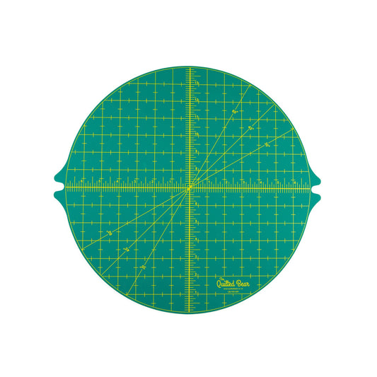 The Quilted Bear Rotating Cutting Mat - Circular 14" x 14" Self Healing 360° Rotating Craft Cutting Mat with Innovative Locking Mechanism for Quilting, Sewing, Dressmaking & Crafts (Green)