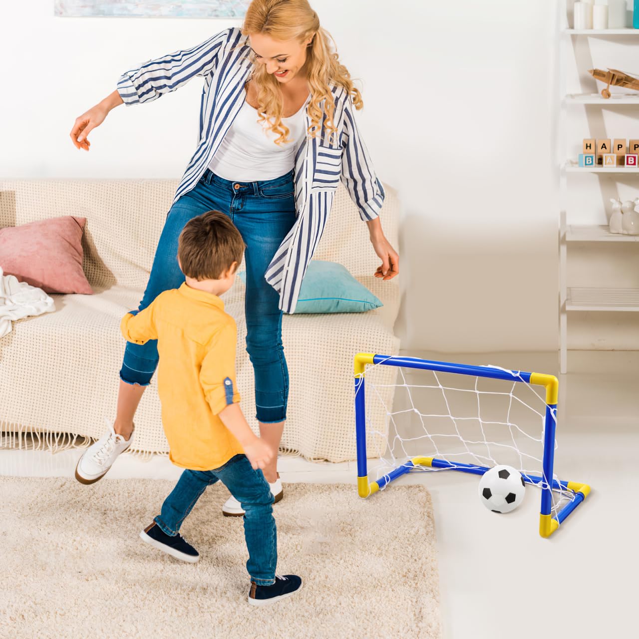 SAFIGLE Soccer Goals for Backyard：Portable Mini Soccer Ball Goals with Ball and Pump - Training Equipment for Kids 3-14 Practice,Outdoor Sports Game 44.7 X 31.8 X 25.2 Cm