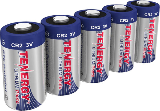Tenergy CR2 3V CR2 5 Pack Lithium Battery Non-Rechargeable PTC Protected High Performance Batteries for Flashlight
