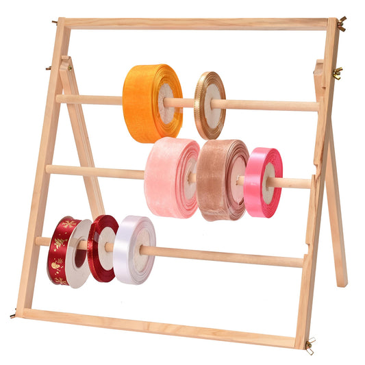 Sparkle Race Ribbon Organizer Storage, Wooden Ribbon Holder Organizer Rack for Craft Mesh Ribbons Arts & Crafts Supplies, Christmas Ribbon Storage Sticker Roll Holder Sewing Thread Organizers