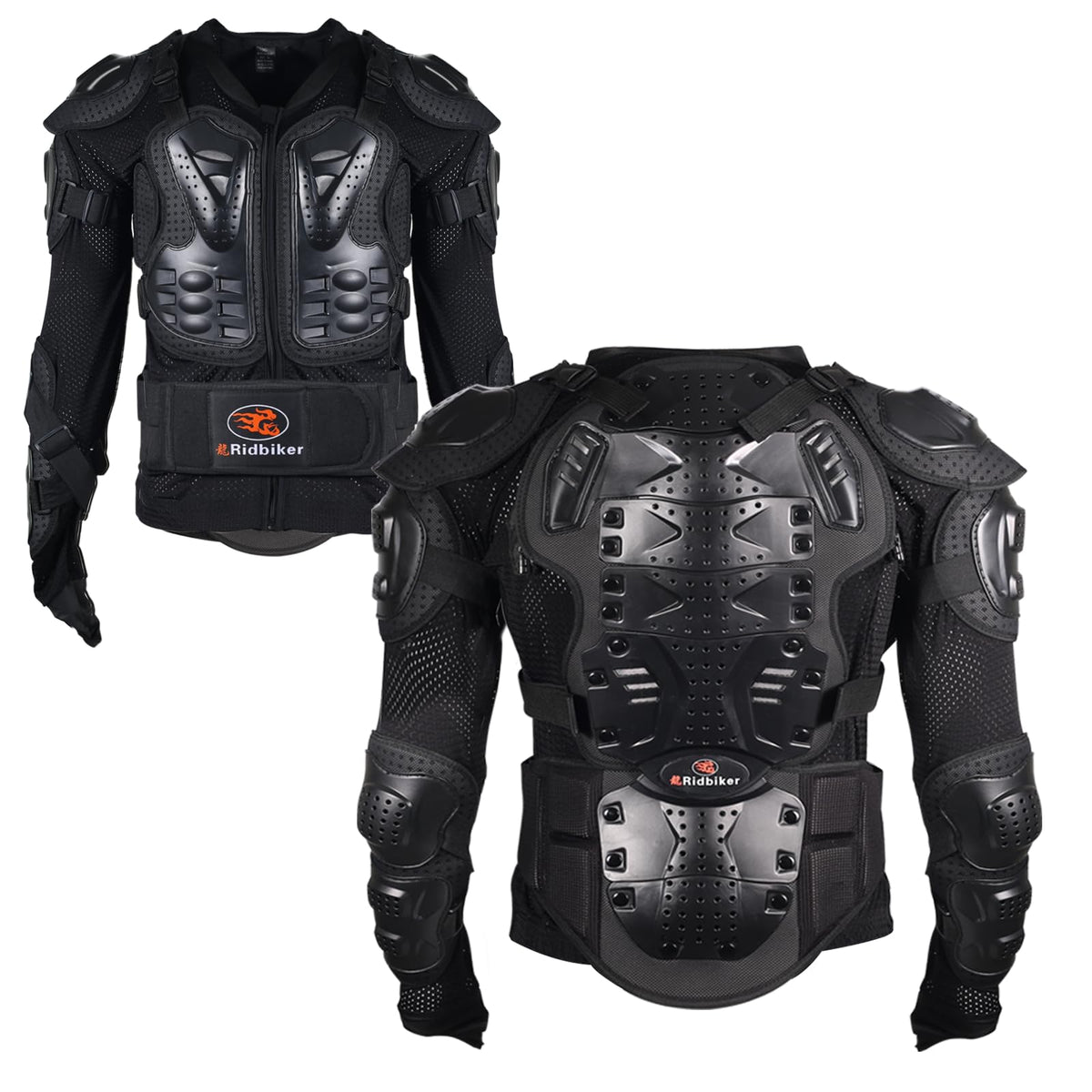 RIDBIKER Motorcycle Jacket Full Body Armor, Chest Protection Dirt Bike Gear for Men Motorcycle Gear Motorcycle Armor Motocross MTB Racing Off-Road (Medium, Black)