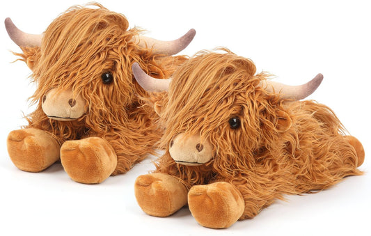 2Pcs Highland Cow Stuffed Animals, Microwavable Stuffed Animal Adorable Fluffy Highland Cow Plush for Warmth Comfort, Heatable Coolable Lavender Scent Toy, Cute Soft Plushies Gift for Kid Boys & Girls