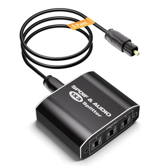 1x3, 1 3 Dolby 5.1 LPCM 2.0, PS5, Optical Audio Splitter Toslink Digital SPDIF Splitter in Out Supports Digital DTS