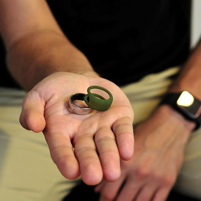 Rinfit Smart Ring Protector - Silicone Ring Enhancer for Active Lifestyle and Gym - StyleFit U.S. Design Patent - Green, Size 12