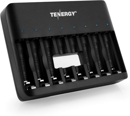 Tenergy TN477U 8-Bay Quick Charger for AA/AAA Rechargeable Batteries
